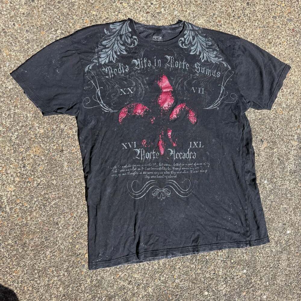 Apt. 9 Premium Gothic Graphic Print T-Shirt with Fleur-de-lis Detail